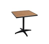 Mendler Table de jardin HWC-J95 - table balcon/bistrot, revêtement alu aspect bois, noir, teck brun