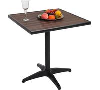 Table de jardin HWC-J95, table de balcon table de bistrot, gastronomie Outdoor revêtement alu aspect bois ~ noir, brun foncé