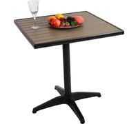 Table de jardin HWC-J95, table de balcon table de bistrot, gastronomie Outdoor revêtement alu aspect bois ~ noir, gris