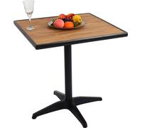Table de jardin HWC-J95, table de balcon table de bistrot, gastronomie Outdoor revêtement alu aspect bois ~ noir, teck brun
