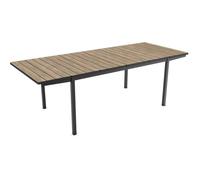Table extensible d'intérieur et d'extérieur, dimensions 162-233 x 94 x 75 cm, Keter Porto Nova, en matériau Decocoat graphite et imitation bois (Ashwood)