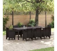 vidaXL Table de jardin extensible 250x100x73 cm Marron Plastique synthétique pour 8 personnes