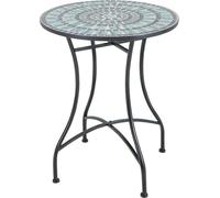 Table de jardin mosaïque - Table bistrot ronde d'extérieur - 60 x 60 x 72 cm - Structure métallique - Résistante aux intempéries - Bleue