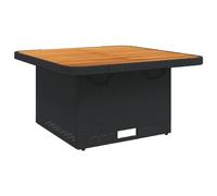 vidaXL Table de jardin 80x80x71 cm Poly rotin et bois d'acacia Noire