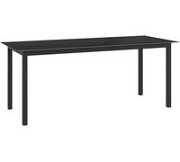 Table de jardin noire, 190x90x74 cm, en aluminium et verre. Table pour fêtes, table de camping, grande table de buffet