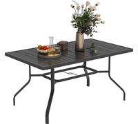 Table de jardin Outsunny 152x90 cm, Résistante aux intempéries Table de balcon en acier Table d'appoint