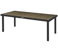 Table de jardin Outsunny 190 x 90 cm – table de buffet en aluminium résistante aux intempéries, aspect bois, table à manger pour 8 personnes, table de terrasse pour le jardin et la terrasse, bois natu