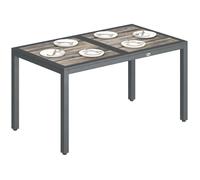 Table de jardin - Outsunny - 4 à 6 personnes - rectangulaire - plateau à effet bois et pieds en acier - 140 x 80 x 72 cm - gris