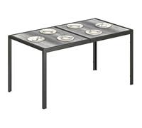 Table de jardin - Outsunny - 4 à 6 personnes - rectangulaire - plateau à effet bois et pieds en acier - 150 x 80 x 74 cm - gris