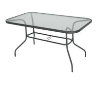 Outsunny Table de jardin rectangulaire 140x80x70 cm métal époxy gris plateau verre trempé