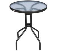 Outsunny Table bistro ronde de jardin Ø60 x H70 cm métal époxy anti-corrosion noir verre trempé