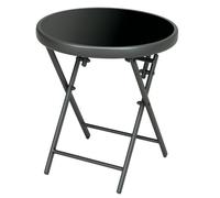 Table de jardin - Outsunny - pliante - plateau en verre trempé, structure en acier - ronde de 45cm - pour patio balcon jardin - noir