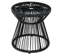 Outsunny Table de jardin ronde – résine tressée imitation rotin, plateau verre trempé Ø 40 cm, noir