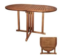 Table de jardin ovale en bois d'eucalyptus - 120 x 70 x 73 cm - Table pliante en bois huilé - Pour balcon, bistrot, brasserie