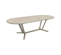 Table de jardin ovale extensible aluminium plateau HPL - Vita - L.200/260 x l.110 cm - 8/12 personnes