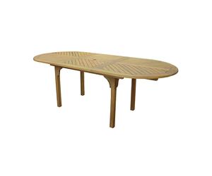 Table de jardin ovale extensible Eucalyptus imitation Teck - Durban - L.160/220 x l.100 cm - 6/8 personnes