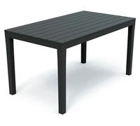 Table de jardin plastique anthracite 138x80x72cm imitation bois