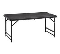Table de jardin pliable 4 personnes table de camping pliable hauteur réglable acier époxy plateau HDPE aspect bois gris Gris G