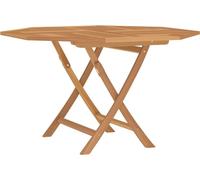 Table de jardin pliable, bois de teck massif résistant aux intempéries, trou de parasol 5 cm, 110x110x75 cm, finition à base d'eau