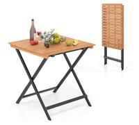 Table de jardin pliable COSTWAY en bois, table en bois résistante aux intempéries, table pliante en bois d'acacia, table de balcon, table à manger pour le jardin, le balcon ou la terrasse, 70 x 70 x 7