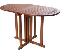 Table de jardin pliable en bois d'eucalyptus 120 x 70 cm - ovale - Table de salle à manger d'extérieur ronde en bois massif huilé - Table de balcon, table de terrasse, table d'extérieur