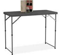 Table de jardin pliable Relaxdays, dimensions : 74 x 120 x 60 cm, plastique, acier, hauteur réglable, 6 personnes, table de camping, gris