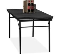 Table de jardin pliable Relaxdays, largeur : 166-215 cm, plastique, acier, résistante aux intempéries, 8 personnes, table de camping, noire