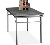 Table de jardin pliable Relaxdays, largeur : 166 - 215 cm, plastique, acier, résistante aux intempéries, 8 personnes, table de camping, grise