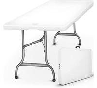 Table de jardin pliante 180 x 75 cm - Table pliante pratique pour le jardin, le balcon et le camping - Table de buffet robuste et résistante aux intempéries pour 6 personnes