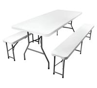 Table de jardin pliante 180cm + 2 bancs