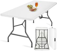 Table de jardin pliante 180x74 cm, table de buffet - Déploiement rapide, table pliante stable pour 6 à 8 personnes, résistante aux intempéries, table de camping, table de fête, table pour marché aux p
