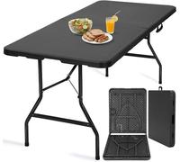 Table de jardin pliante 180x75cm, table de buffet - Déploiement rapide, table pliante stable pour 6 à 8 personnes, résistante aux intempéries, table de camping, table de fête, table de marché avec poi