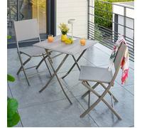 Table de jardin pliante carréee AZUA Truffe / Café 2 places - Aluminium traité époxy, Verre Hespéride