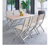 Table de jardin pliante 6 places 150x80cm AZUA beige - Hespéride