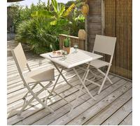 Table de jardin pliante carrée AZUA Argile 2 places - Aluminium traité époxy Hespéride