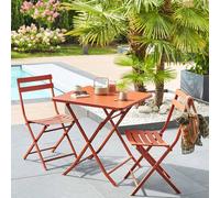 Table de jardin pliante carrée GREENSBORO Ambre 2 places - Acier traité époxy, Traitement antirouille renforcé Hespéride