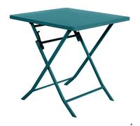 Table de jardin pliante carrée GREENSBORO Bleu canard 2 places - Acier traité époxy, Traitement antirouille renforcé Hespéride