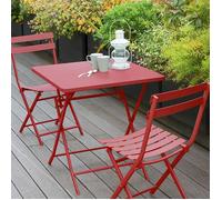 Table de jardin pliante carrée ""Greensboro"" groseille 2 places en acier traité époxy - Hespéride