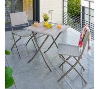 Table de jardin pliante carréee AZUA Truffe / Café 2 places - Aluminium traité époxy, Verre Hespéride