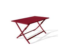 DCB Garden Table de jardin pliante MARIUS 140x80 cm en aluminium rouge carmin