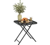 Table de jardin pliante Fortuna Lai 70 x 70 cm, table de balcon résistante aux intempéries, table pliante en acier avec découpe, table à manger d'extérieur, table d'appoint carrée, table de terrasse p
