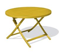 Table de jardin ronde pliante en aluminium - Jaune moutarde - MARIUS
