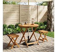 vidaXL Table de jardin pliante, couleur naturelle, Ø 90 x 75 cm, bois massif d'acacia
