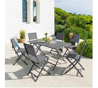 Table de jardin pliante rectangulaire AZUA Graphite 6 places - Aluminium traité époxy Hespéride