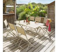 Table de jardin pliante rectangulaire AZUA Argile 6 places - Aluminium traité époxy Hespéride