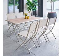 Table de jardin pliante rectangulaire AZUA Epeautre / Argile 6 places - Aluminium traité époxy, Verre Hespéride