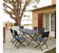 Table de jardin pliante rectangulaire AZUA Graphite 6 places - Aluminium traité époxy Hespéride