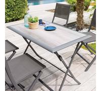 Table de jardin pliante rectangulaire AZUA Gris smoke 4 places - Aluminium traité époxy, ECP Hespéride