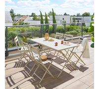 Table de jardin pliante rectangulaire GREENSBORO Argile 6 places - Acier traité époxy, Traitement antirouille renforcé Hespéride