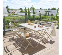Table de jardin pliante rectangulaire GREENSBORO Argile 6 places - Acier traité époxy, Traitement antirouille renforcé Hespéride
